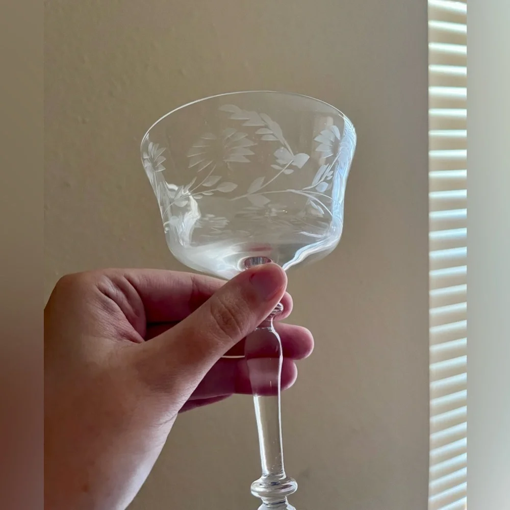 Etched Crystal Sherbet Glass